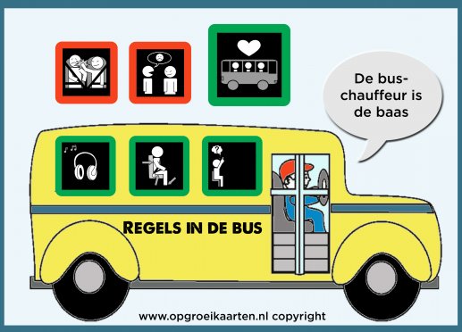 Pictogrammen over de regels in de bus