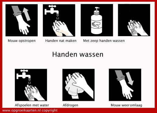 dagritmekaart handen wassen