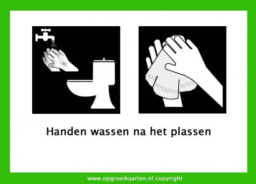 zindelijkheidstraining, handen wassen na het plassen