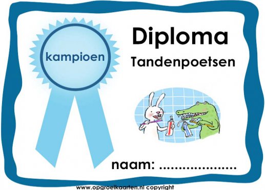 Beste Diploma tandenpoetsen - gratisbeloningskaart.nl BL-99